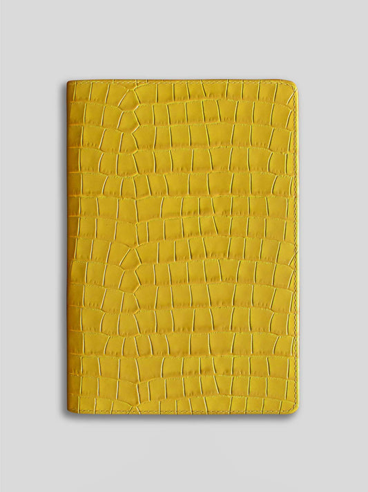 COUVERTURE CARNET EN CUIR CROCO MAYFAIR JAUNE