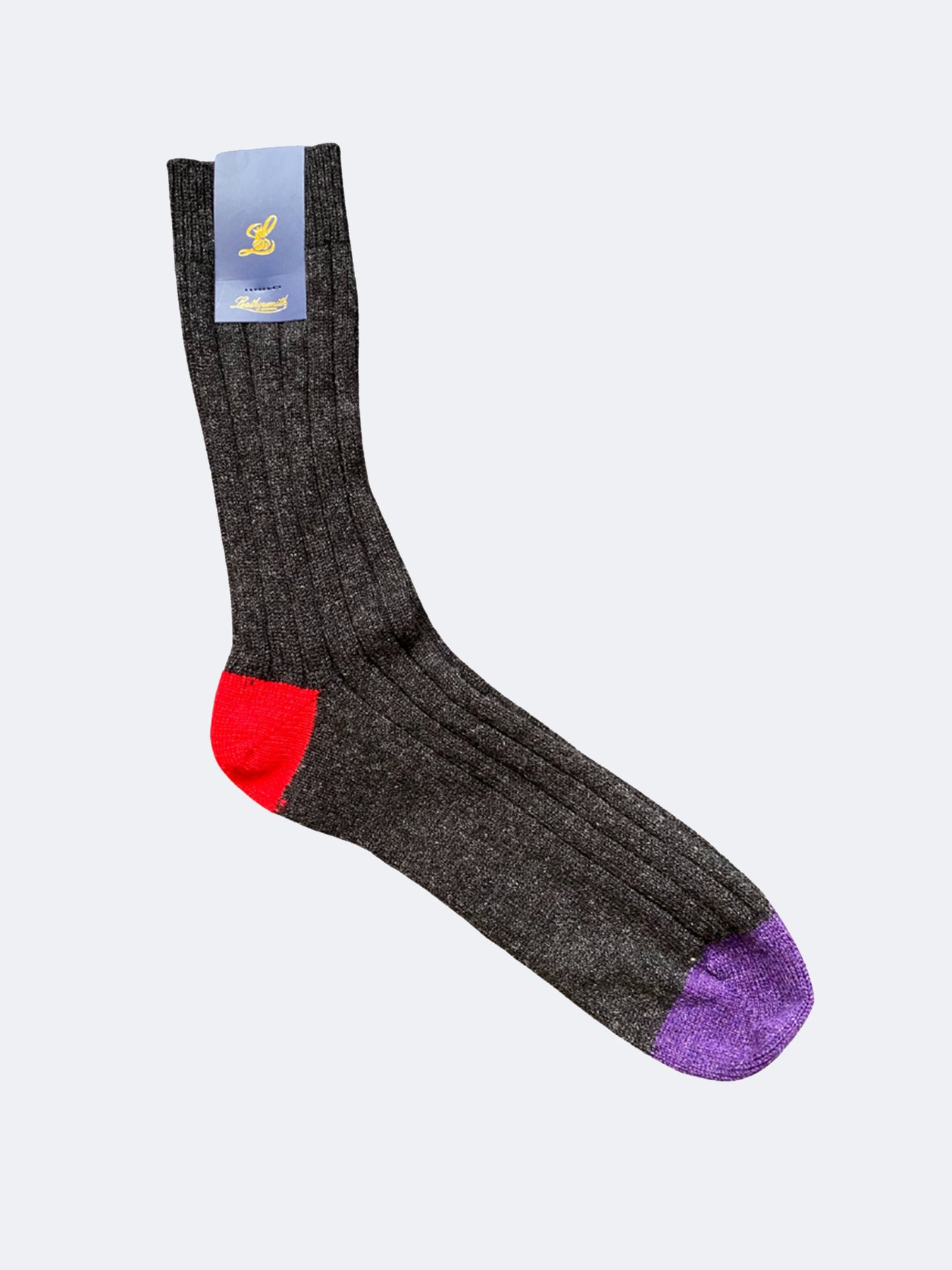 CHAUSSETTES CÔTELÉES EN CACHEMIRE - CHARBON