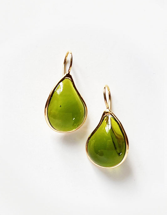 BOUCLES D'OREILLES SIMPLES GOUTTES - VERT POMME