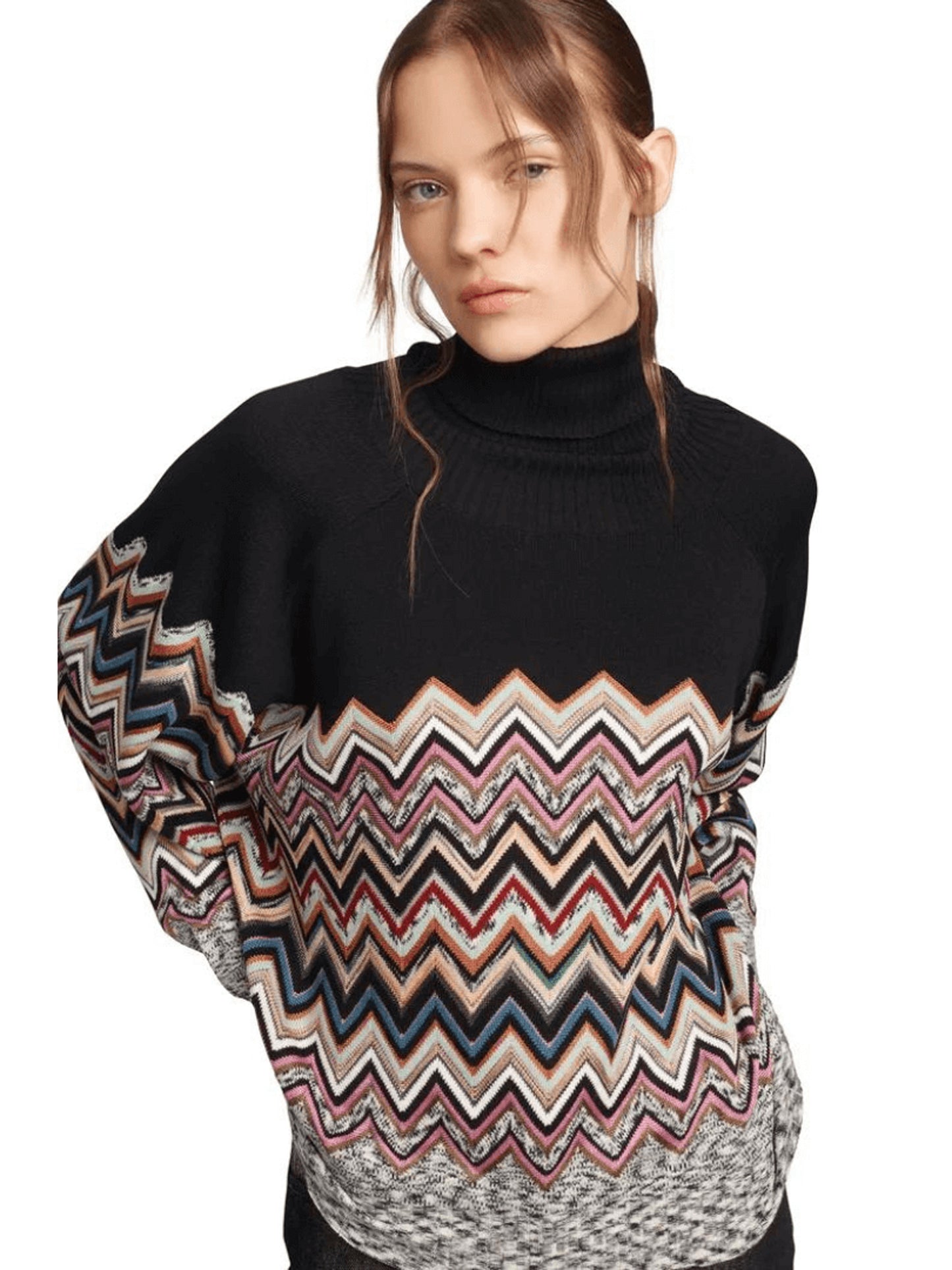 PULL ZIGZAG MULTICOLORE NOIR