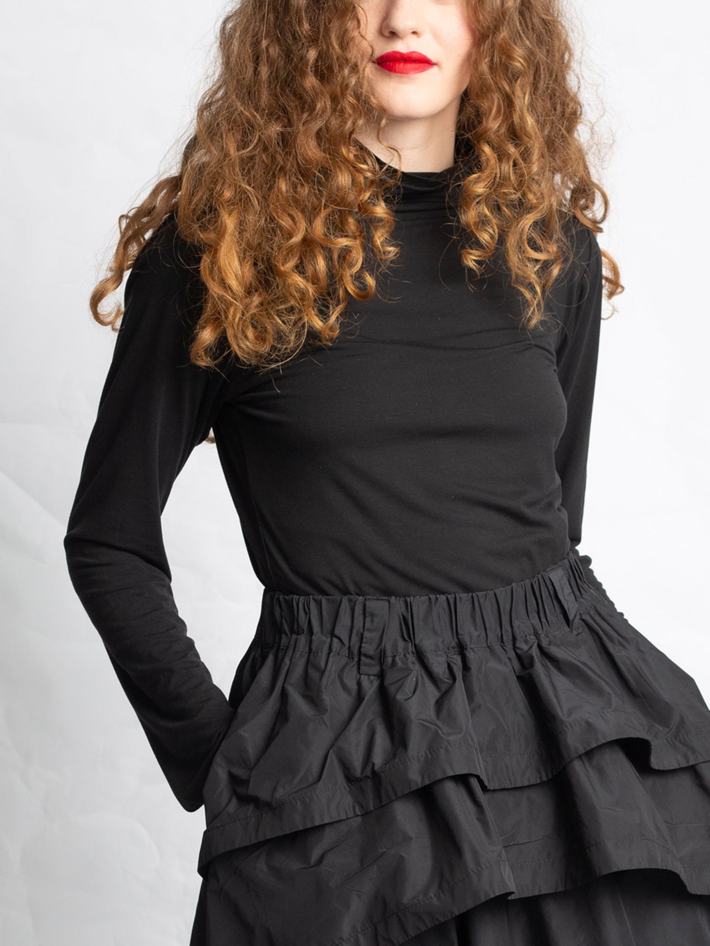 TOP EN JERSEY COL MONTANT T841 - NOIR