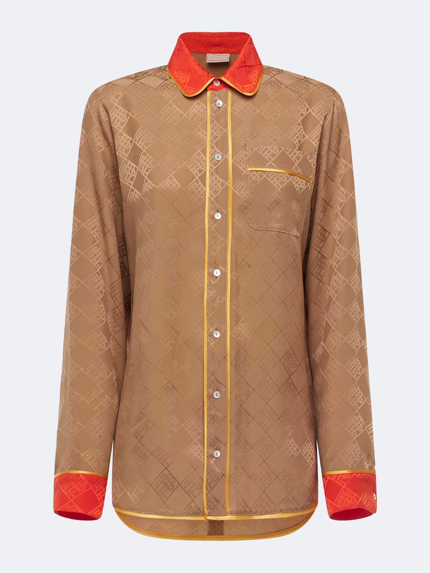 CHEMISE EN SOIE JACQUARD CAMEL