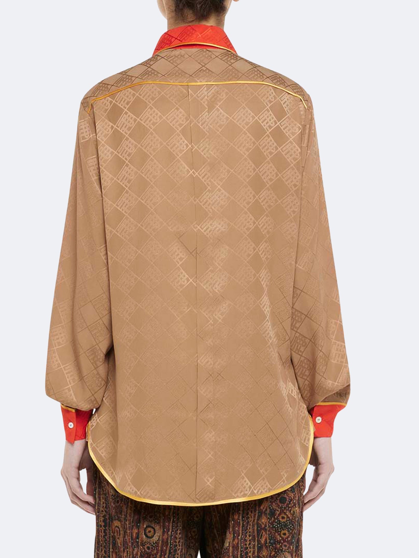 CHEMISE EN SOIE JACQUARD CAMEL