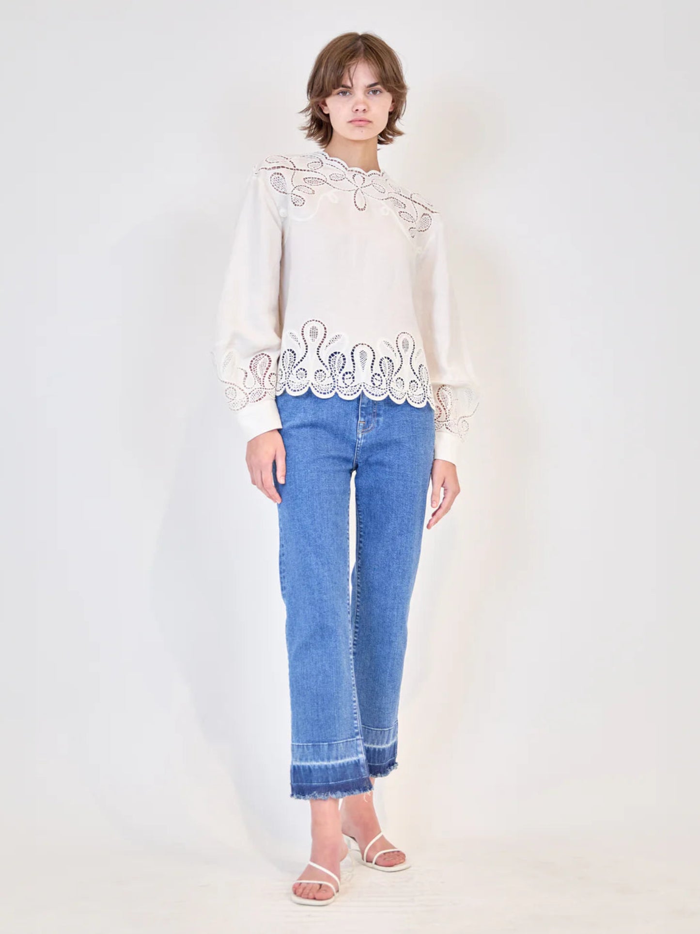 CHEMISIER EN DENTELLE WENDLYN - IVOIRE