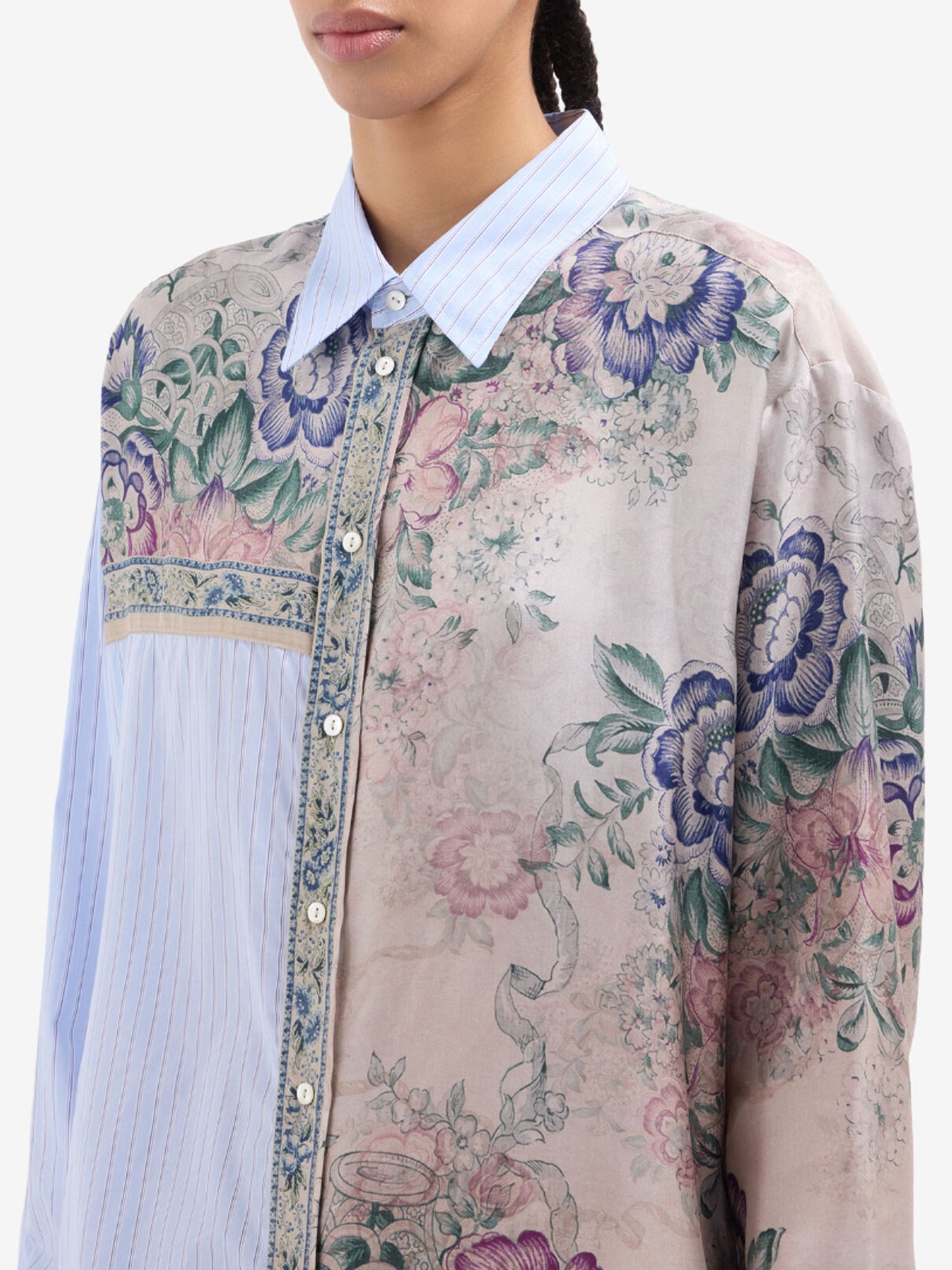 CHEMISE LONGSLEEVE COTON/SOIE - ROSE