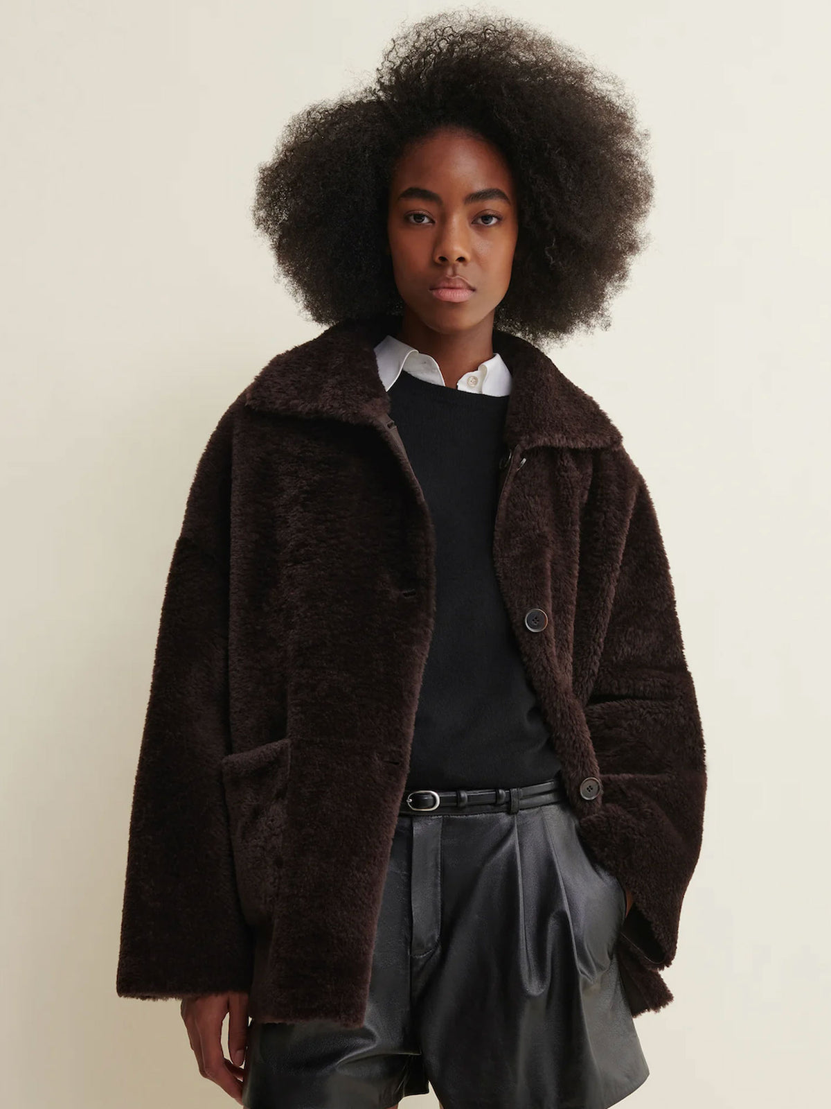 VESTE ISABELLA REVERSIBLE SHEARLING COFFEE BEAN