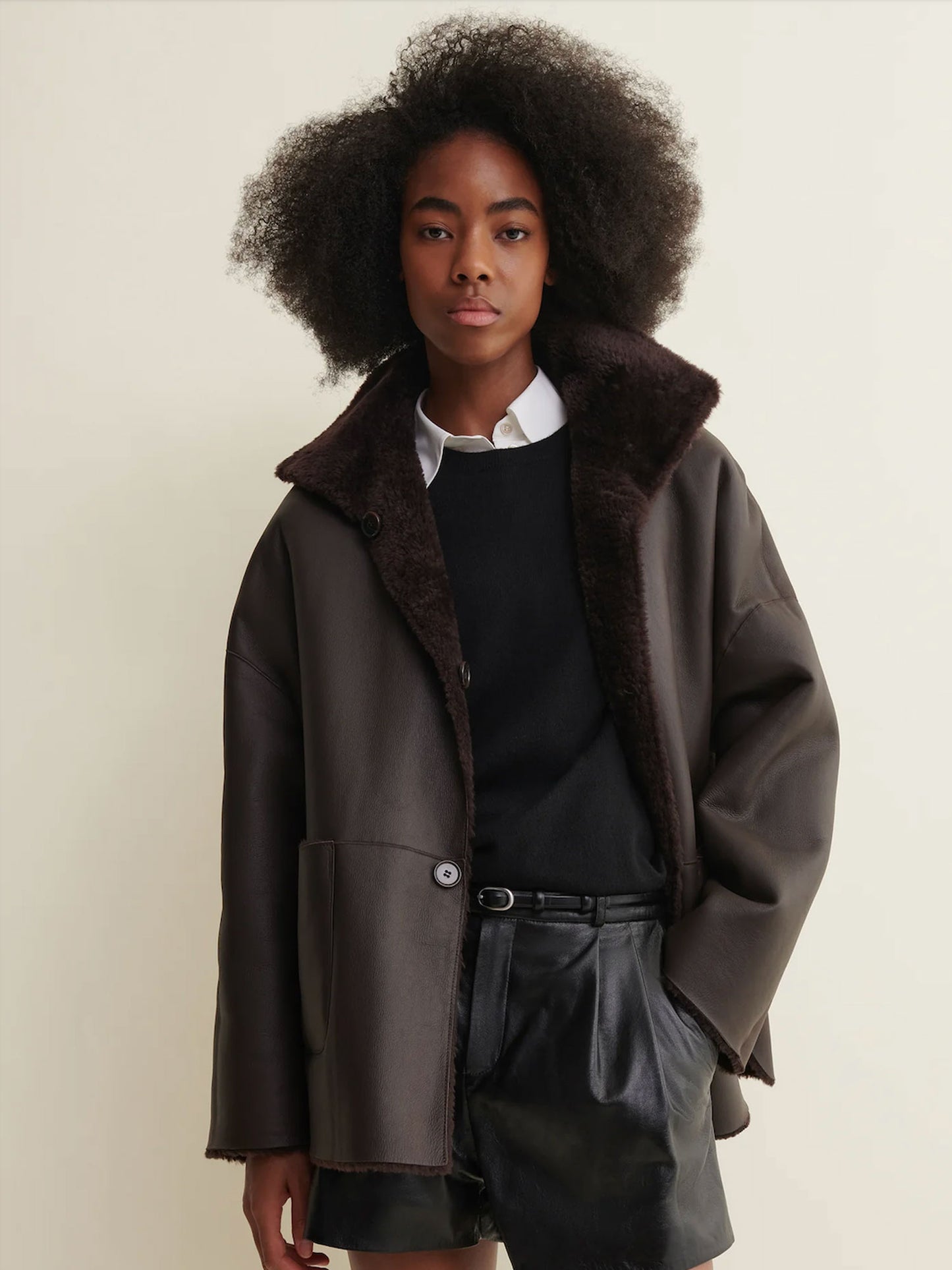 VESTE ISABELLA REVERSIBLE SHEARLING COFFEE BEAN