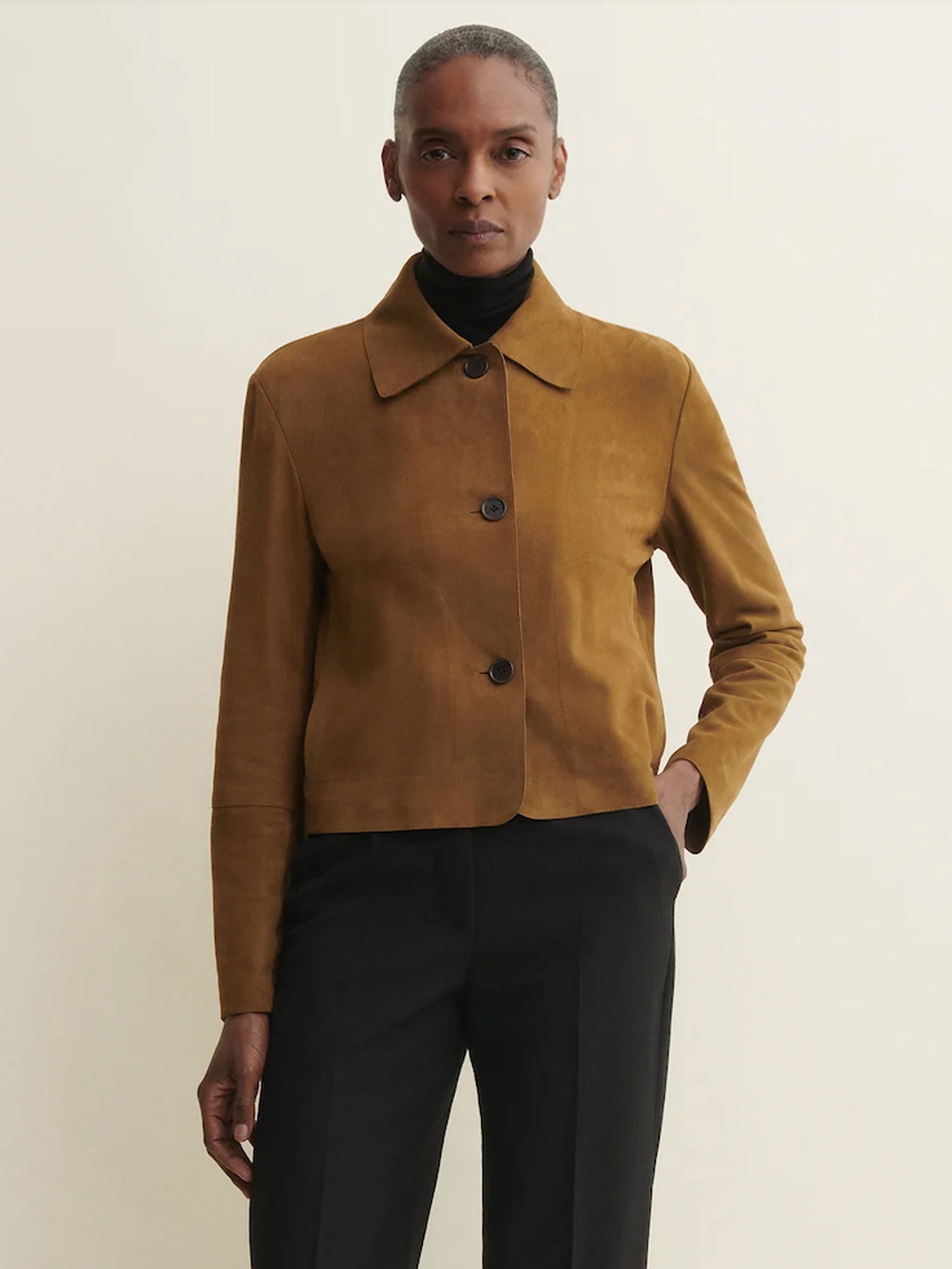 VESTE EMY GOAT SUEDE DARK OLIVE