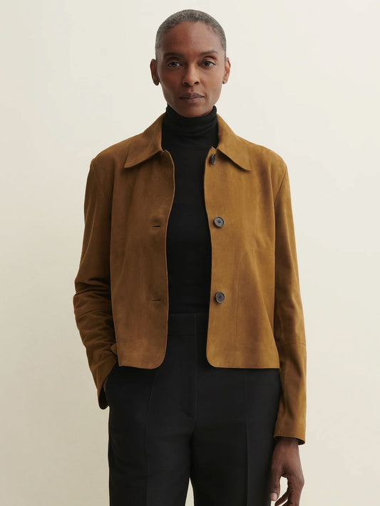 VESTE EMY GOAT SUEDE DARK OLIVE