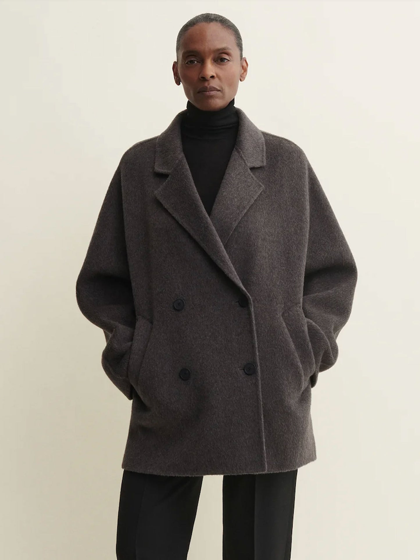 MANTEAU AUREA HAIRY WOOL WARM GREY