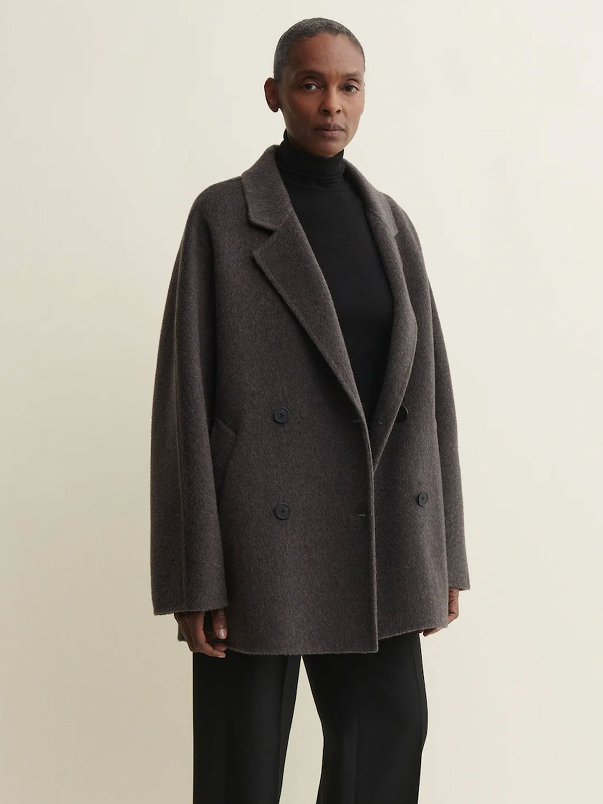 MANTEAU AUREA HAIRY WOOL WARM GREY