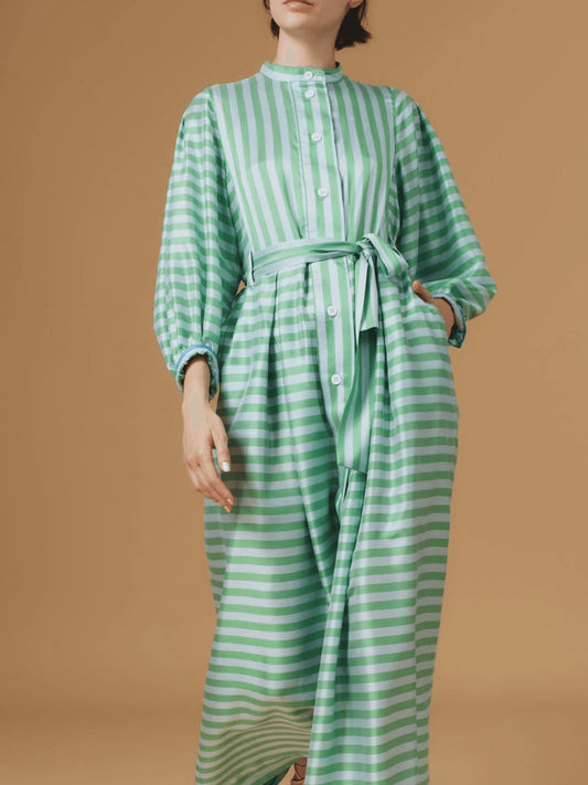 ROBE YVONNE À RAYURES - ÉMERAUDE