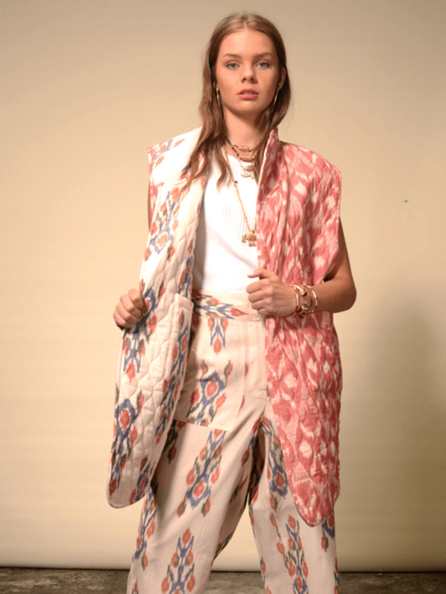 KIMONO RÉVERSIBLE IKAT CRÈME