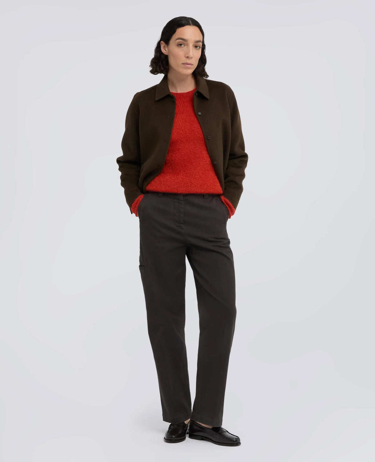 PULL COTELE EN LAINE ET MOHAIR ORANGE