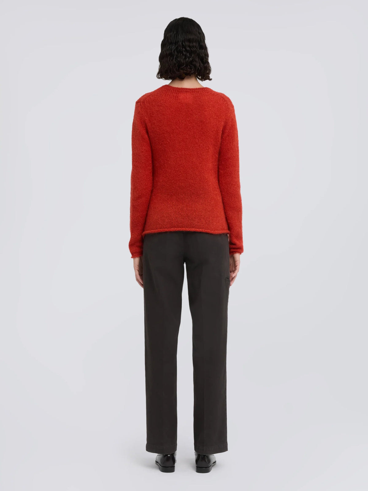 PULL COTELE EN LAINE ET MOHAIR ORANGE