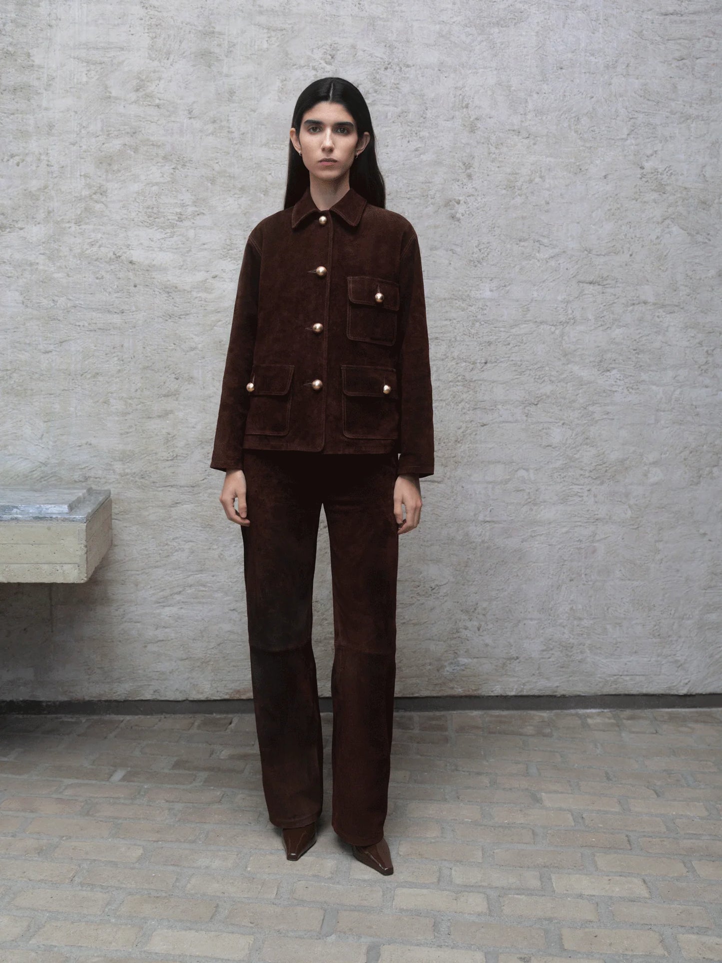 VESTE EN SUÈDE ROSIA GRAINÉ