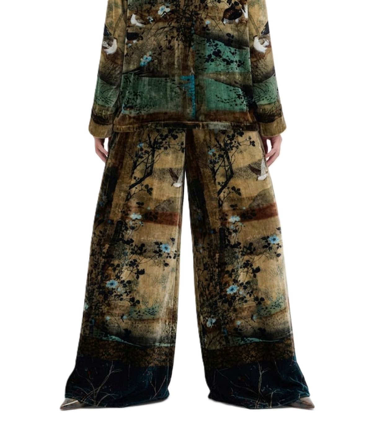 PANTALON KANADA SILK VELVET - BEIGE/BROWN