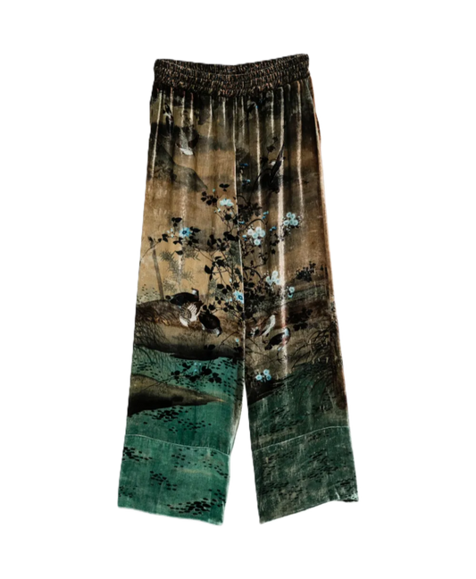 PANTALON KANADA SILK VELVET - BEIGE/BROWN