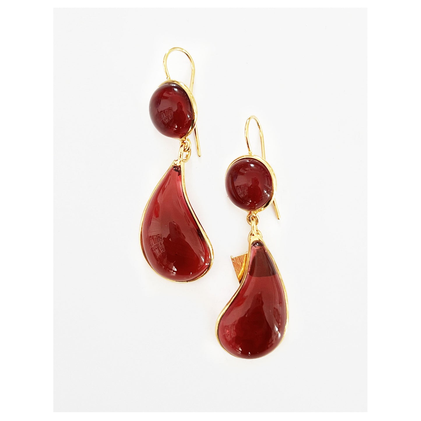 BOUCLES D'OREILLE DOUBLES GOUTTES - ROUGE